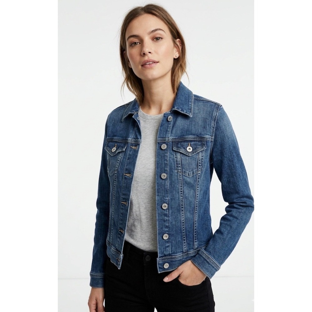AG Adriano Goldschmied Robyn Denim Jacket Blue Medium Wash Stretch Size S‎ NEW